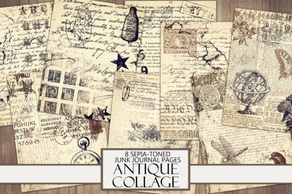 Antique Sepia Toned Collage Papers: Your Vintage Design Toolkit