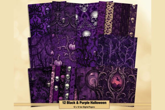 Black & Purple Halloween Digital Papers
