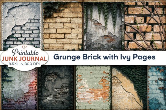 Grunge Brick with Ivy Pages: A Textured Journey for Creatives
