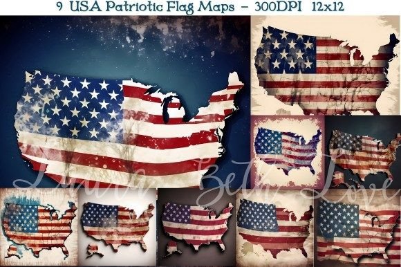 Patriotic Maps with Flag Textures for Designers