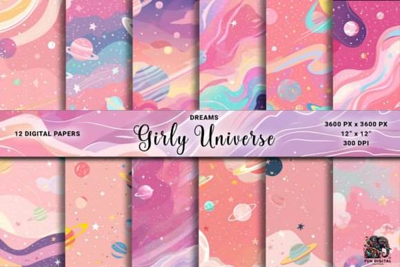 Unleash Your Cosmic Creativity with Pink Space Girly Universe Digital Paper