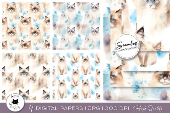 Watercolor Cat Seamless Digital Paper: A Designer's Go-To Asset